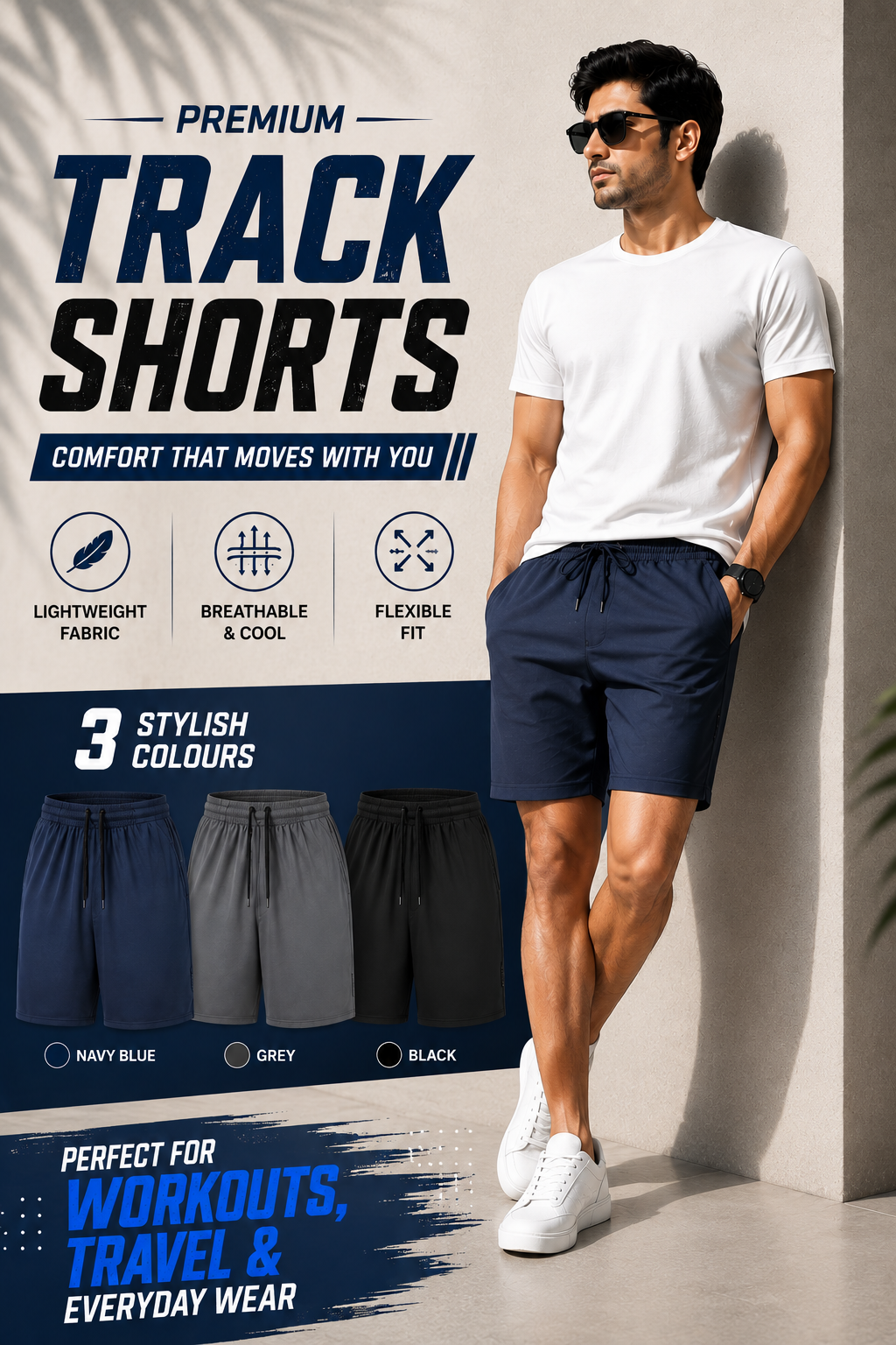 Men's Cotton Polyester Shorts - Buy 1 & Get 2 free