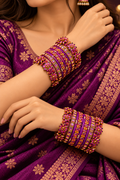 Royal Violet Bloom – Violet & Gold Designer Bangles